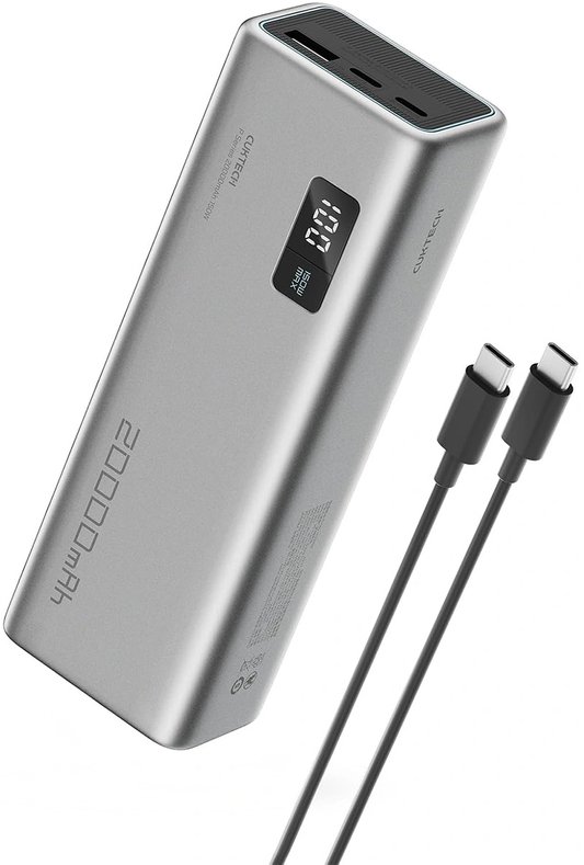 Bateria Externa Cuktech P+ No.15, 20000mAh, 150W, QC + PD, 1 x USB-A - 2 x USB-C, Cinzento CUKPB200GLBK