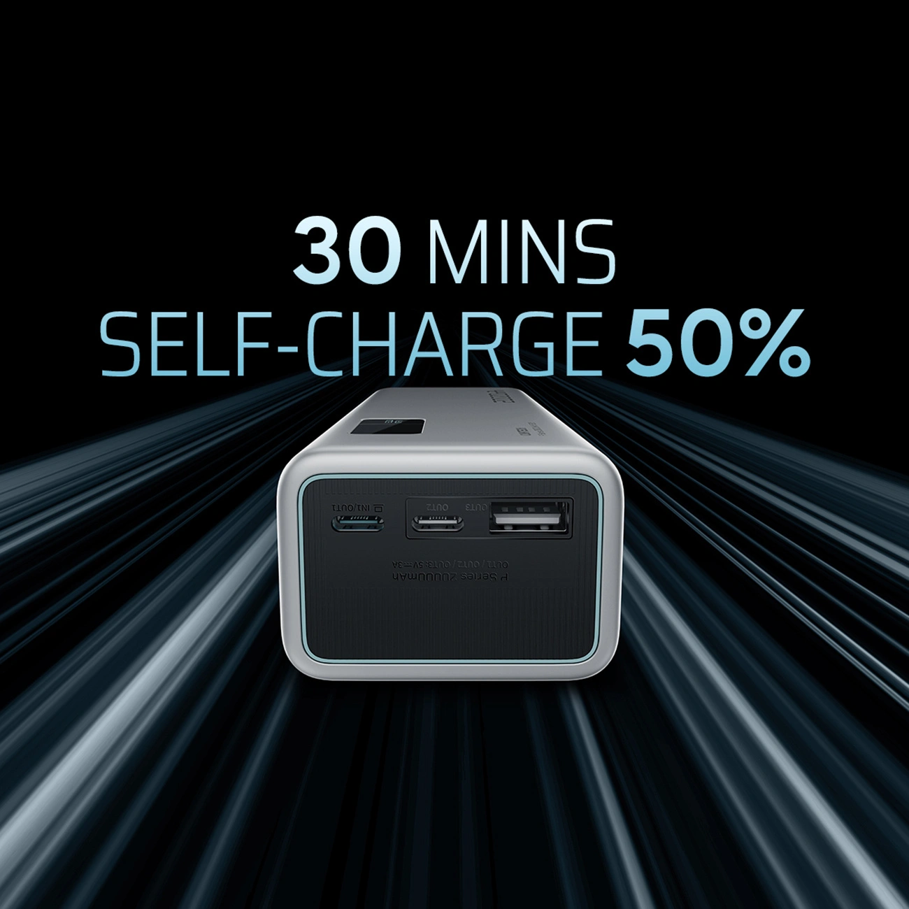 Bateria Externa Cuktech P+ No.15, 20000mAh, 150W, QC + PD, 1 x USB-A - 2 x USB-C, Cinzento CUKPB200GLBK