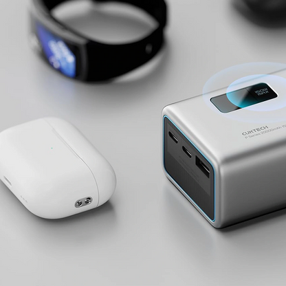 Bateria Externa Cuktech P+ No.15, 20000mAh, 150W, QC + PD, 1 x USB-A - 2 x USB-C, Cinzento CUKPB200GLBK