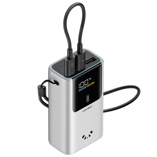 Bateria Externa Cuktech PB1055, 10000mAh, 55W, QC + PD, 1 x USB-A - 2 x USB-C, Cinzento CKPB1055GBTG