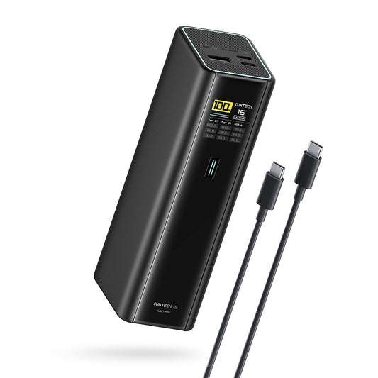 Bateria Externa Cuktech PB200U, 20000 mAh, 210 W, QC + PD, 1 x USB-A - 2 x USB-C, Branca CKPB200UGLGR