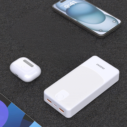 Bateria Externa Dudao K10Pro, 20000mAh, 12W, 2 x USB-A, Branca