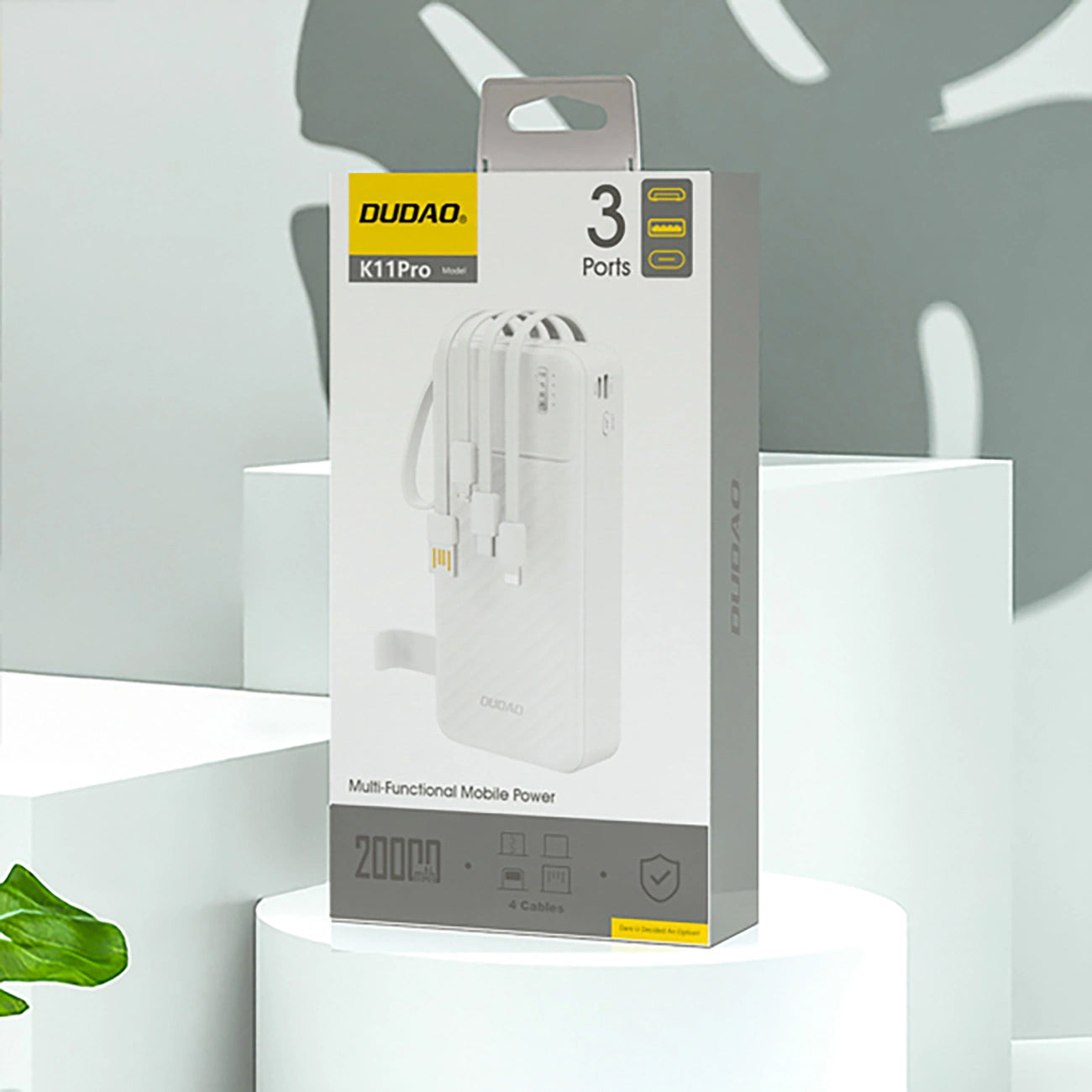 Dudao K11 Pro External Battery, 20000mAh, 10W, 1 x Lightning - 1 x microUSB - 1 x USB-A - 1 x USB-C, White