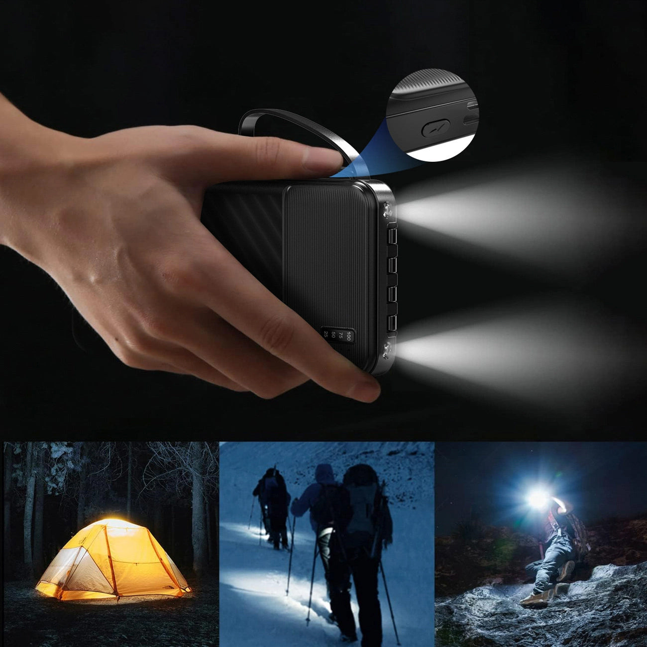 Bateria Externa Dudao K11, 10000mAh, 10W, 1 x Lightning - 1 x microUSB - 1 x USB-A - 1 x USB-C, Preta