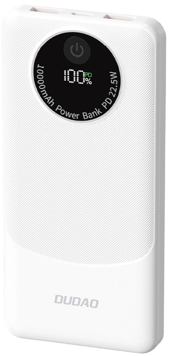 Bateria Externa Dudao K12, 10000mAh, 22.5W, QC + PD, 1 x USB-C - 2 x USB-A, Branca