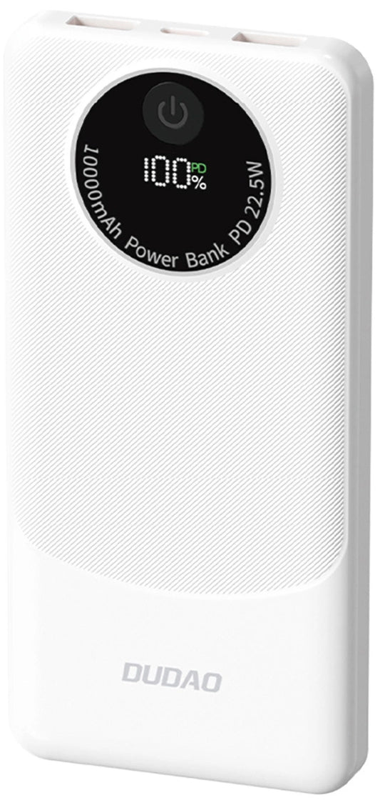 Bateria Externa Dudao K12, 10000mAh, 22.5W, QC + PD, 1 x USB-C - 2 x USB-A, Branca