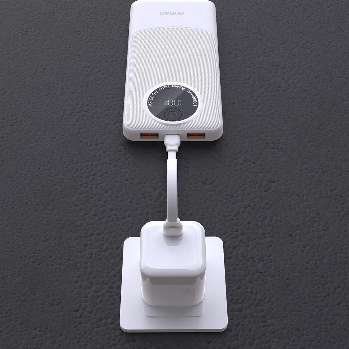 Bateria Externa Dudao K12Pro, 20000mAh, 22.5W, QC + PD, 1 x USB-C - 2 x USB-A, Branca