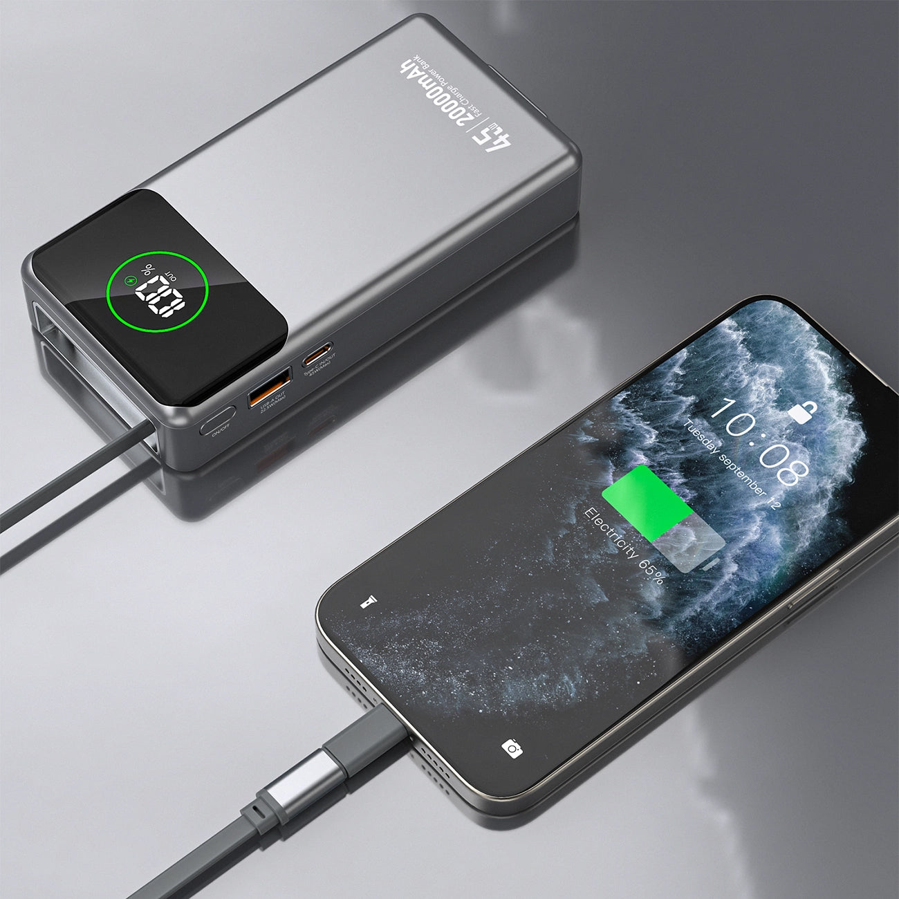 Bateria Externa Dudao K31 Pro, 20000mAh, 45W, QC + PD, 1 x USB-A - 2 x USB-C, Cinzento