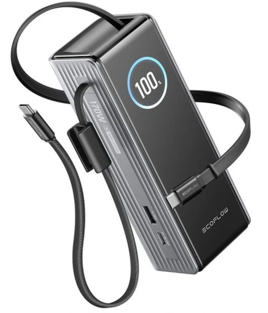 Bateria Externa EcoFlow Rapid, 25000mAh, 170W, QC + PD, 1 x USB-A - 3 x USB-C, Cinzento