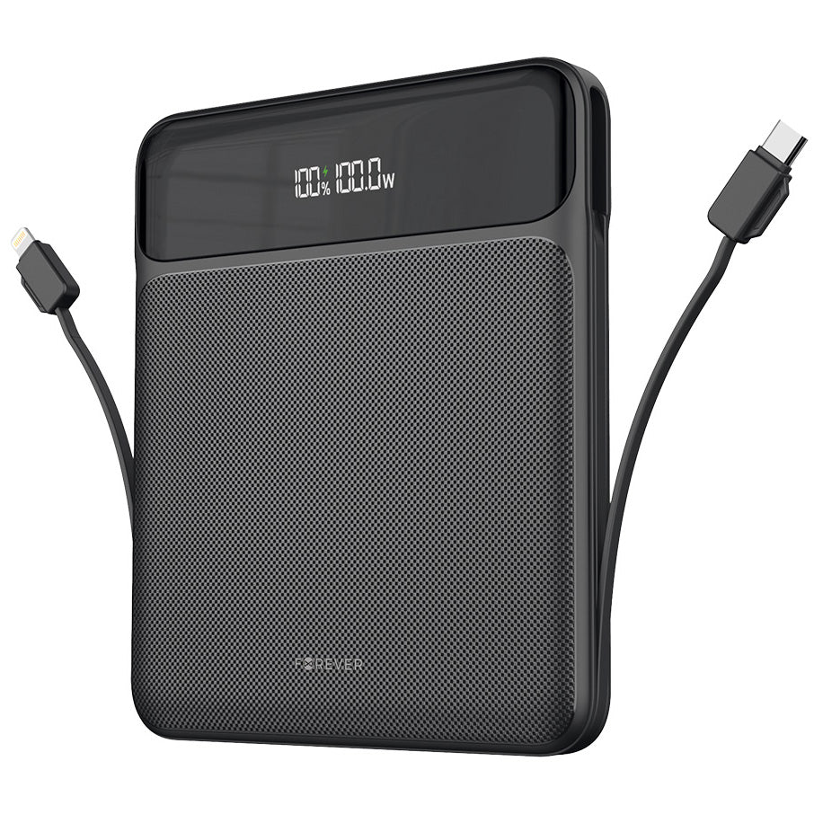 Bateria externa Forever TB-200, 20000mAh, 100W, QC + PD, 1 x Lightning - 2 x USB-C - 2 x USB-A, preto