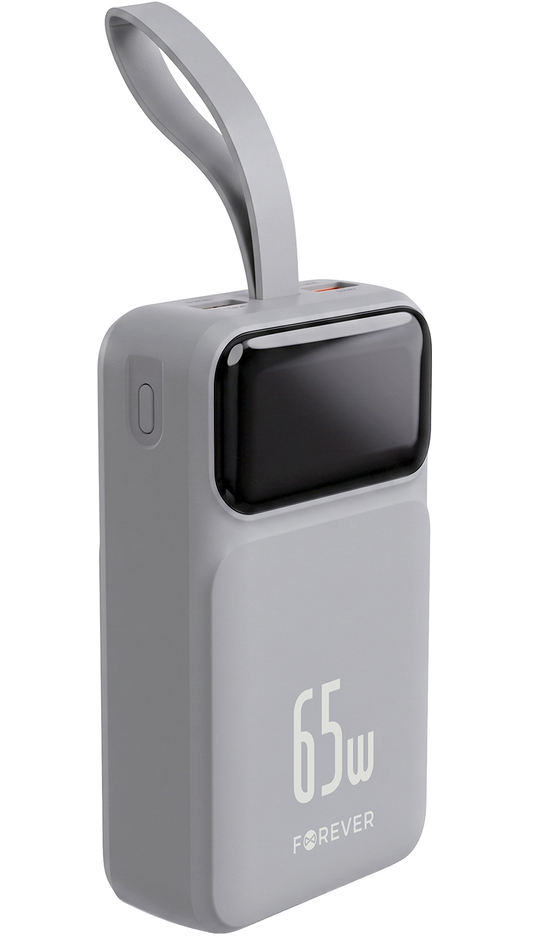 Bateria Externa Forever Vibe-TB65, 20000mAh, 65W, QC + PD, 2 x USB-A - 2 x USB-C, Cinzento