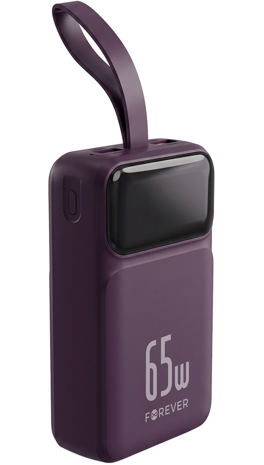 Bateria Externa Forever Vibe-TB65, 20000mAh, 65W, QC + PD, 2 x USB-A - 2 x USB-C, Vinho