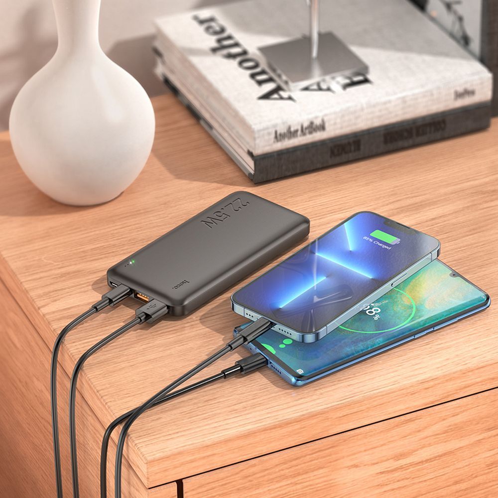Bateria Externa HOCO J101, 10000mAh, 22.5W, QC + PD, 1 x USB-C - 2 x USB-A, Preta