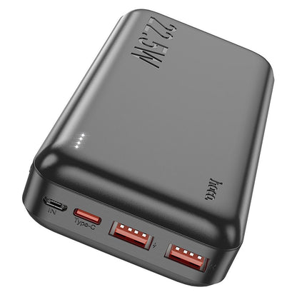 Bateria Externa HOCO J101A, 20000mAh, 22.5W, QC + PD, 1 x USB-C - 2 x USB-A, Preta