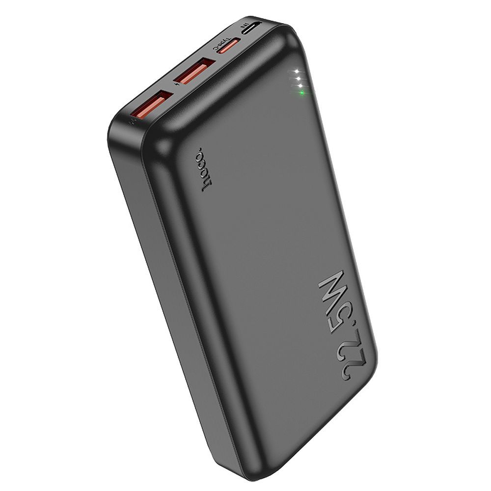Bateria Externa HOCO J101A, 20000mAh, 22.5W, QC + PD, 1 x USB-C - 2 x USB-A, Preta