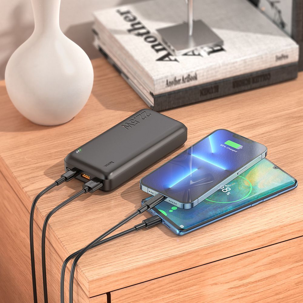 Bateria Externa HOCO J101A, 20000mAh, 22.5W, QC + PD, 1 x USB-C - 2 x USB-A, Preta