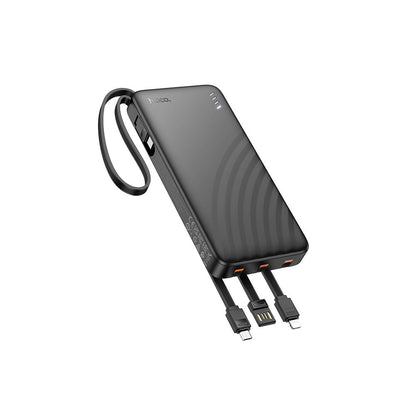 Bateria Externa HOCO J146, 10000mAh, 10W, 1 x Lightning - 1 x microUSB - 1 x USB-A - 1 x USB-C, Preta