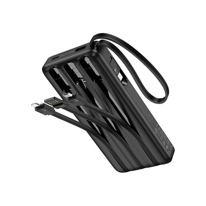 Bateria Externa HOCO J146, 10000mAh, 10W, 1 x Lightning - 1 x microUSB - 1 x USB-A - 1 x USB-C, Preta