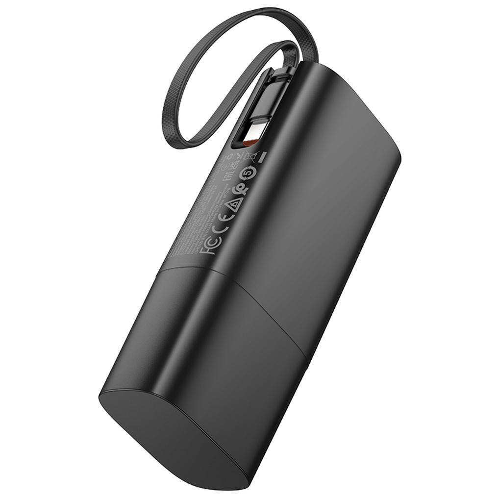 Bateria Externa HOCO J148 2 em 1, 5000 mAh, 20 W, PD, 2 x USB-C, Preta