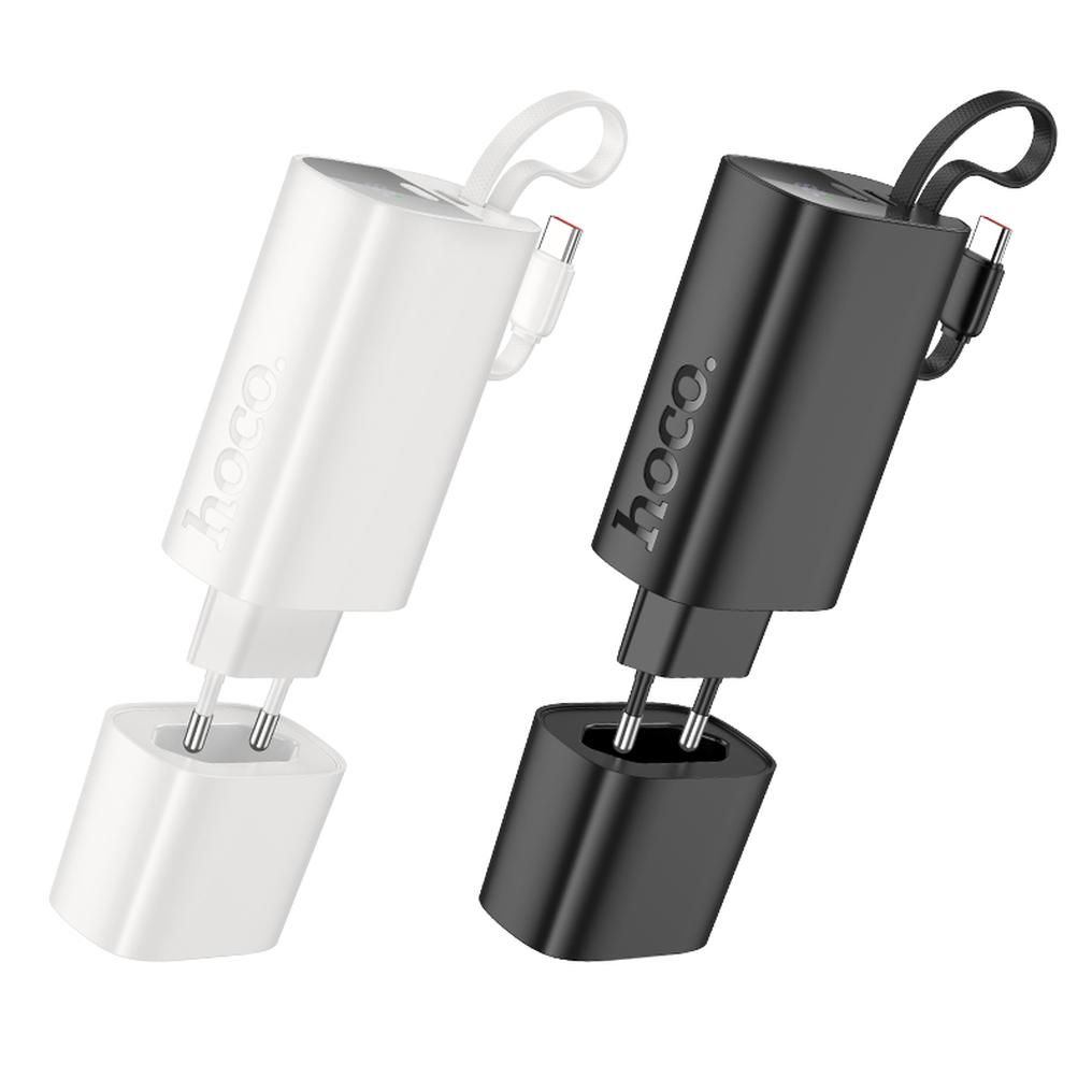 Bateria Externa HOCO J148 2 em 1, 5000 mAh, 20 W, PD, 2 x USB-C, Preta