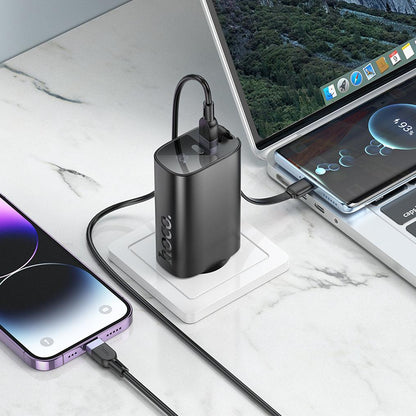 Bateria Externa HOCO J148 2 em 1, 5000 mAh, 20 W, PD, 2 x USB-C, Preta