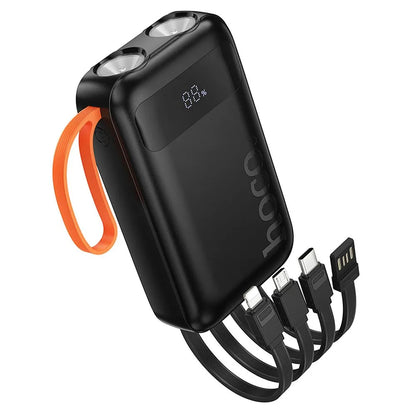 HOCO J151 External Battery, 10000mAh, 10W, 1 x Lightning - 1 x microUSB - 1 x USB-A - 1 x USB-C, Black