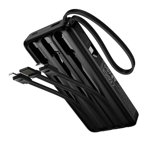 Bateria Externa HOCO J156 Founder, 10000mAh, 22.5W, QC + PD, 1 x Lightning - 1 x microUSB - 1 x USB-A - 2 x USB-C, Preta