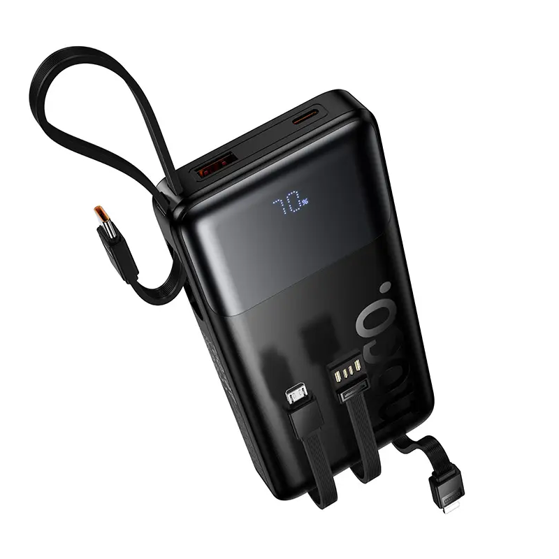 HOCO J156 Founder External Battery, 10000mAh, 22.5W, QC + PD, 1 x Lightning - 1 x microUSB - 1 x USB-A - 2 x USB-C, Black