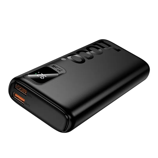 Bateria Externa HOCO J158 Pro, 10000mAh, 22,5W, QC + PD, 1 x USB-C - 2 x USB-A, Preta