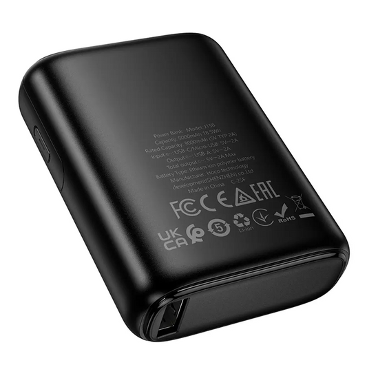 Bateria Externa HOCO J158, 5000mAh, 10W, 1 x USB-A, Preta