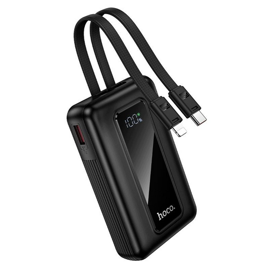Bateria Externa HOCO J162, 10000mAh, 22.5W, QC + PD, 1 x Lightning - 1 x USB-A - 2 x USB-C, Preta
