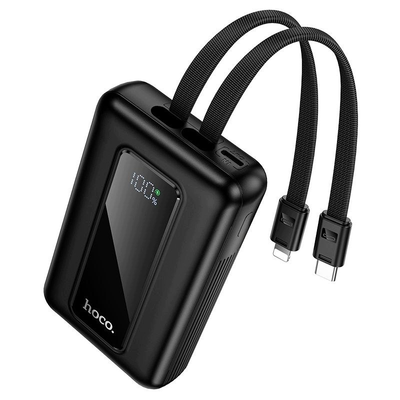 Bateria Externa HOCO J162, 10000mAh, 22.5W, QC + PD, 1 x Lightning - 1 x USB-A - 2 x USB-C, Preta