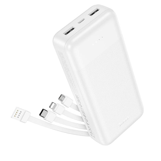 Bateria Externa HOCO J163A, 20000 mAh, 10 W, 1 x Lightning - 1 x microUSB - 1 x USB-C - 2 x USB-A, Branca