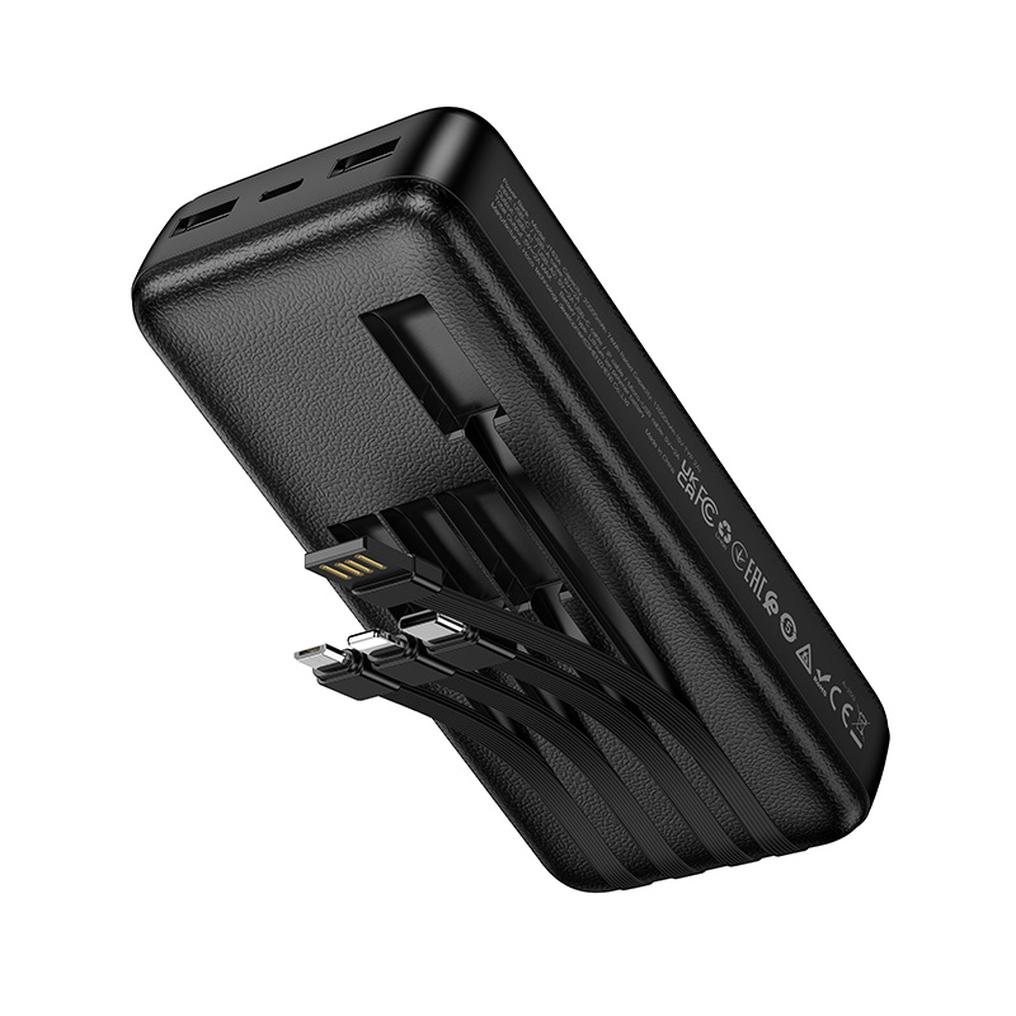 Bateria Externa HOCO J163A, 20000 mAh, 10 W, 1 x Lightning - 1 x microUSB - 1 x USB-C - 2 x USB-A, Preta