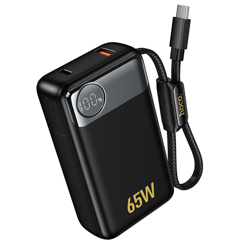 Bateria Externa HOCO Q53, 12000mAh, 65W, QC + PD, 1 x USB-A - 2 x USB-C, Preta