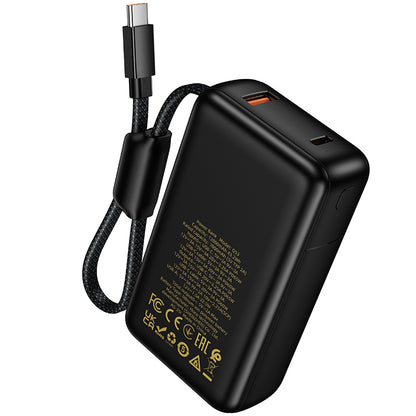 Bateria Externa HOCO Q53, 12000mAh, 65W, QC + PD, 1 x USB-A - 2 x USB-C, Preta