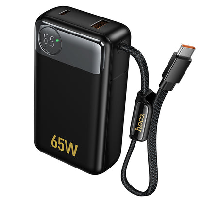Bateria Externa HOCO Q53, 12000mAh, 65W, QC + PD, 1 x USB-A - 2 x USB-C, Preta