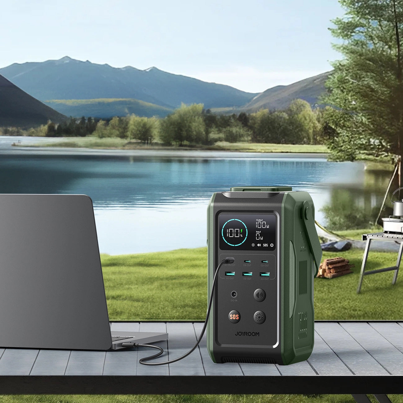 Bateria Externa Joyroom JR-PBF10, 75000mAh, 100W, QC + PD, 3 x USB-A - 3 x USB-C, Verde