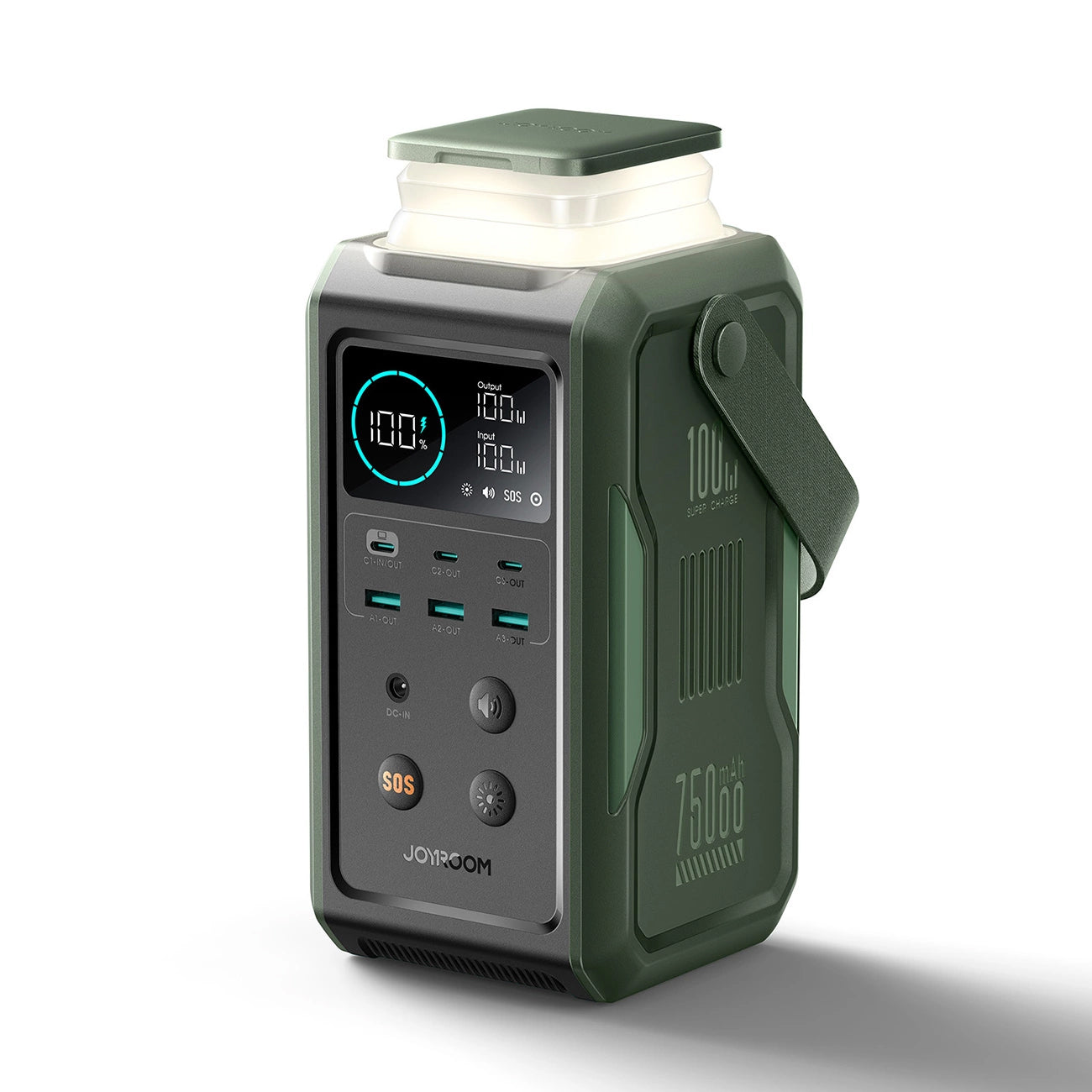 Bateria Externa Joyroom JR-PBF10, 75000mAh, 100W, QC + PD, 3 x USB-A - 3 x USB-C, Verde