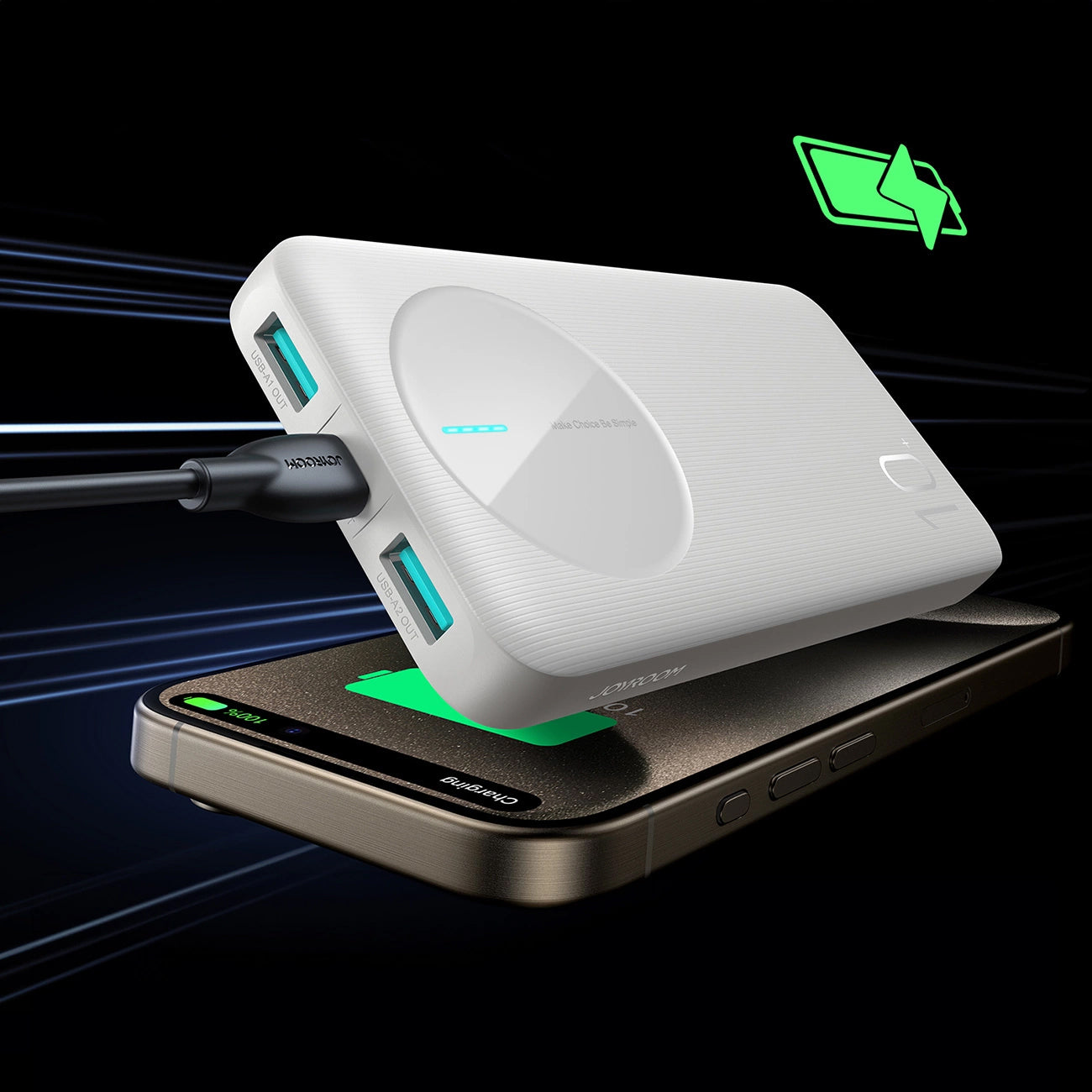 Bateria Externa Joyroom JR-PBF12, 10000mAh, 12W, 1 x USB-C - 2 x USB-A, Branca
