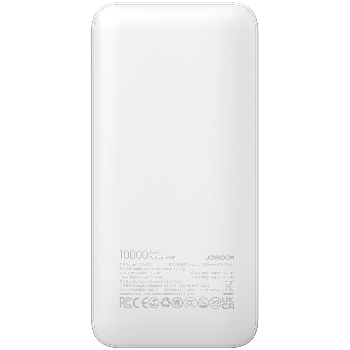 Bateria Externa Joyroom JR-PBF12, 10000mAh, 12W, 1 x USB-C - 2 x USB-A, Branca