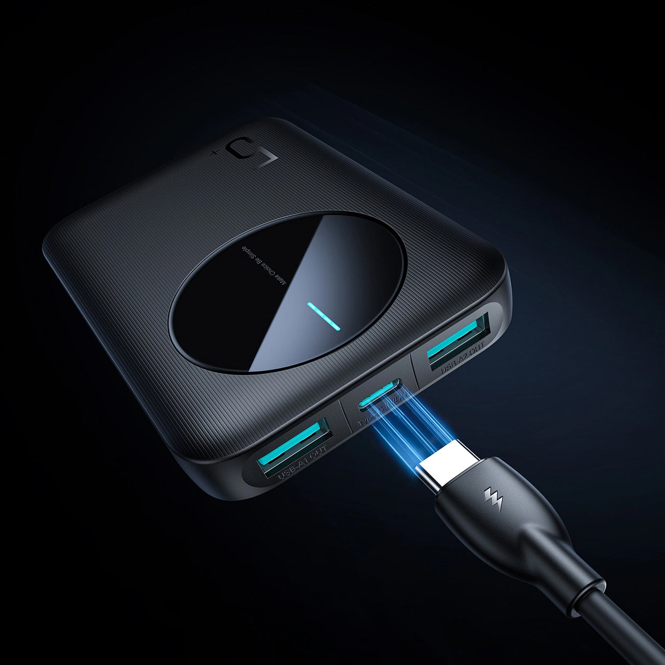 Bateria Externa Joyroom JR-PBF13, 5000mAh, 12W, 1 x USB-C - 2 x USB-A, Preta