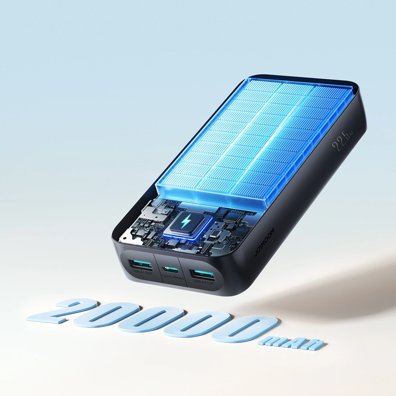 Bateria Externa Joyroom JR-PBF14 Pro, 20000mAh, 22.5W, QC + PD, 1 x USB-C - 2 x USB-A, Preta