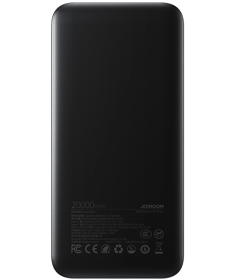 Bateria Externa Joyroom JR-PBF14 Pro, 20000mAh, 22.5W, QC + PD, 1 x USB-C - 2 x USB-A, Preta
