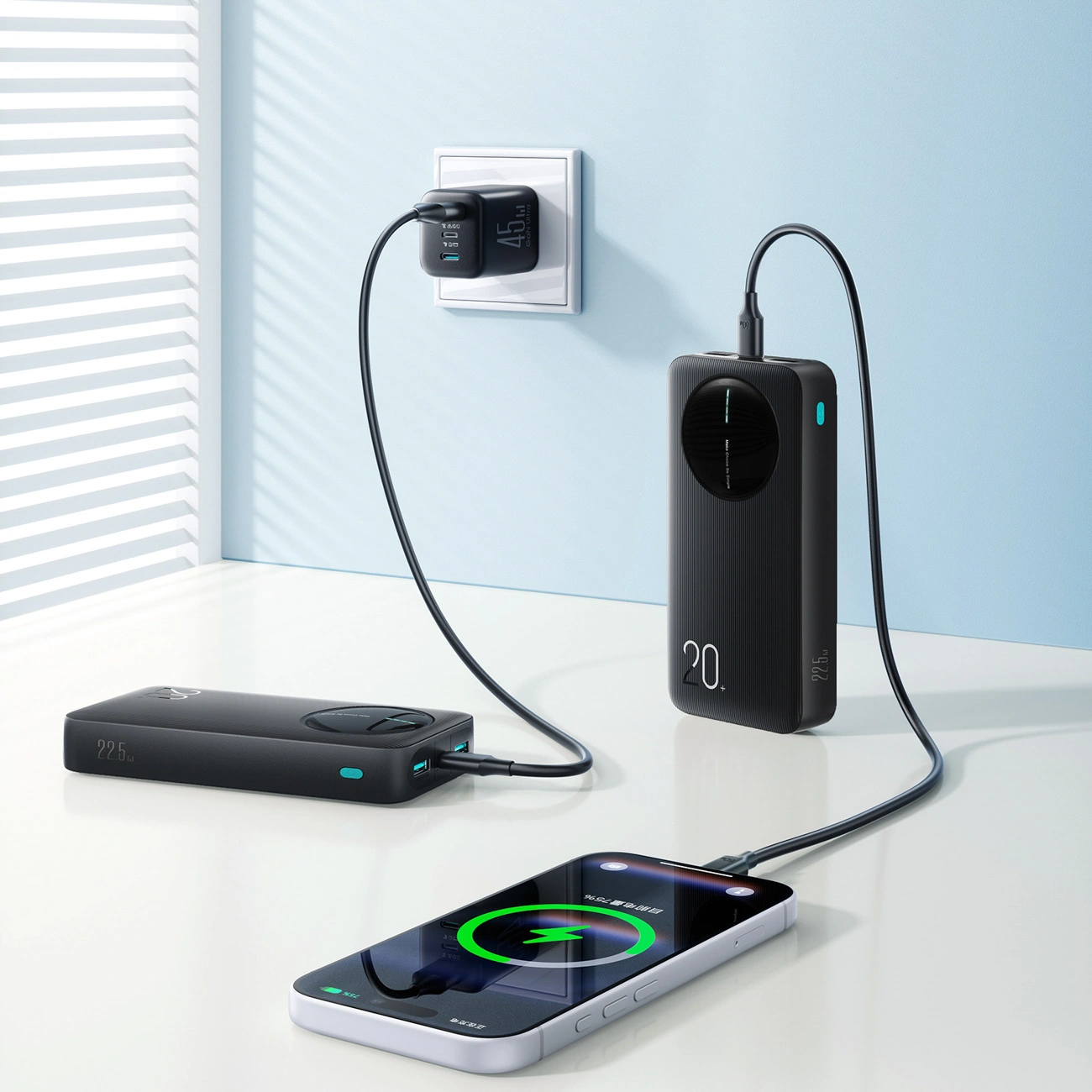 Bateria Externa Joyroom JR-PBF14 Pro, 20000mAh, 22.5W, QC + PD, 1 x USB-C - 2 x USB-A, Preta