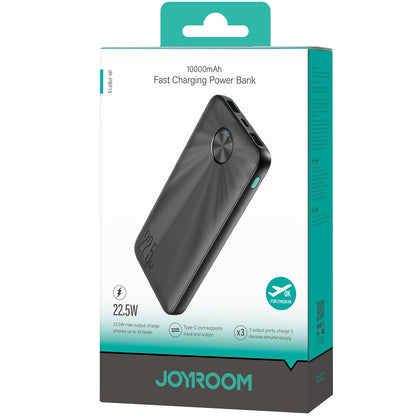 Bateria externa Joyroom JR-PBF15, 10000mAh, 22,5W, QC + PD, 1 x USB-C - 2 x USB-A, preto 