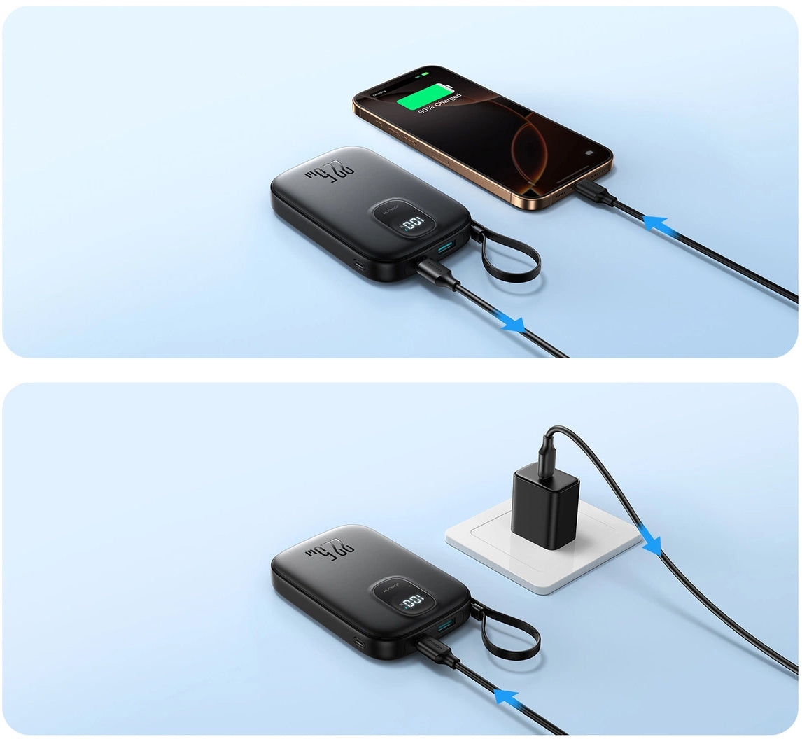 Bateria Externa Joyroom JR-PBF17, 10000mAh, 22.5W, QC + PD, 1 x USB-A - 2 x USB-C, Preta
