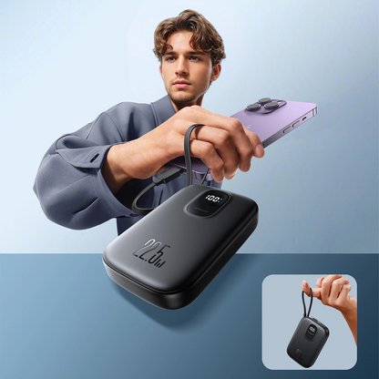 Bateria Externa Joyroom JR-PBF18, 10000mAh, 22.5W, QC + PD, 1 x Lightning - 1 x USB-A - 1 x USB-C, Preta