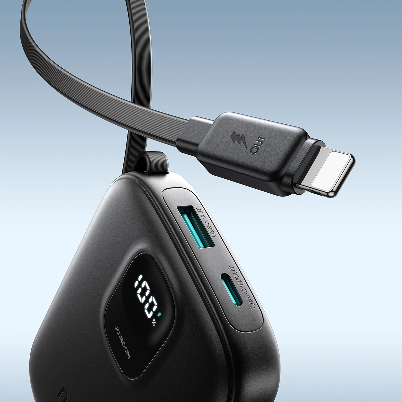 Bateria Externa Joyroom JR-PBF18, 10000mAh, 22.5W, QC + PD, 1 x Lightning - 1 x USB-A - 1 x USB-C, Preta