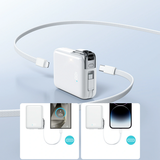 Bateria Externa Joyroom JR-PBF27 Pro, 10000mAh, 30W, QC + PD, 1 x Lightning - 2 x USB-C, Branca